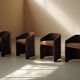 Set of 4 Art Deco armchairs in rosewood veneer, circa 1930.
