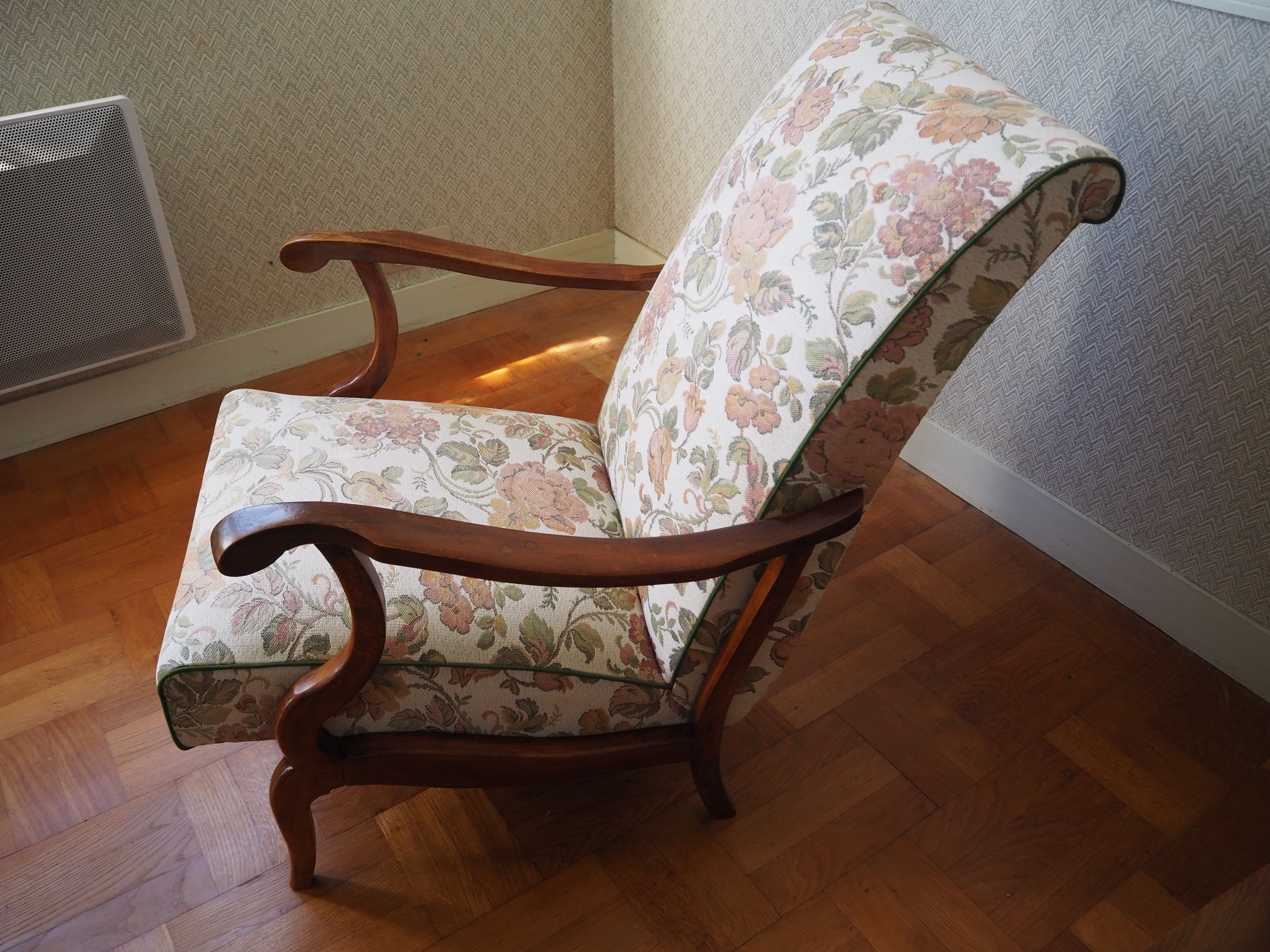 Four 1950s armchairs - wooden armrests
