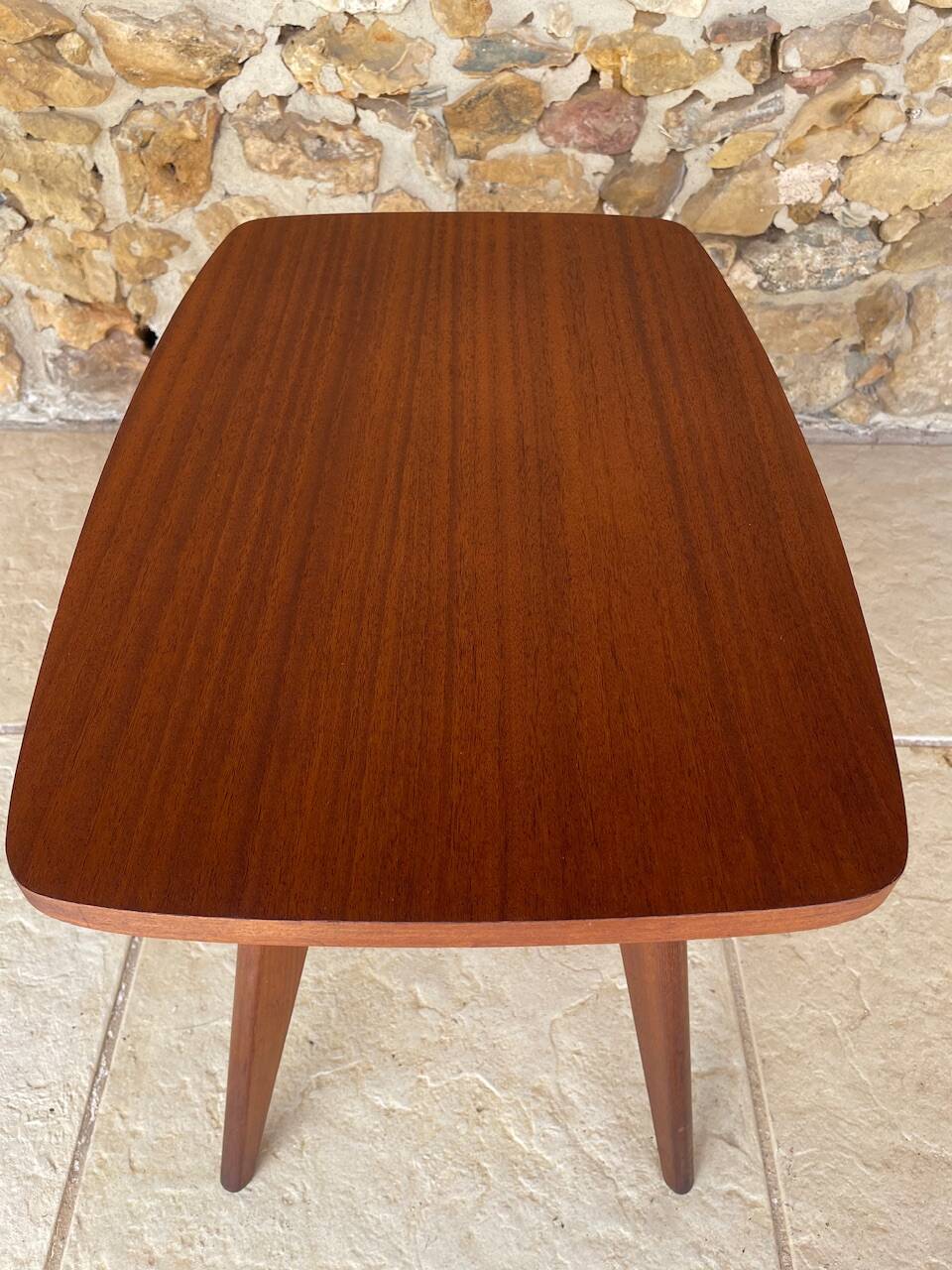 Table d’appoint vintage , pieds compas , circa 1960s