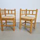 Dutch Modernist Art Deco Style Corner Chair in Oak and Rush, 1950s, Set of 2