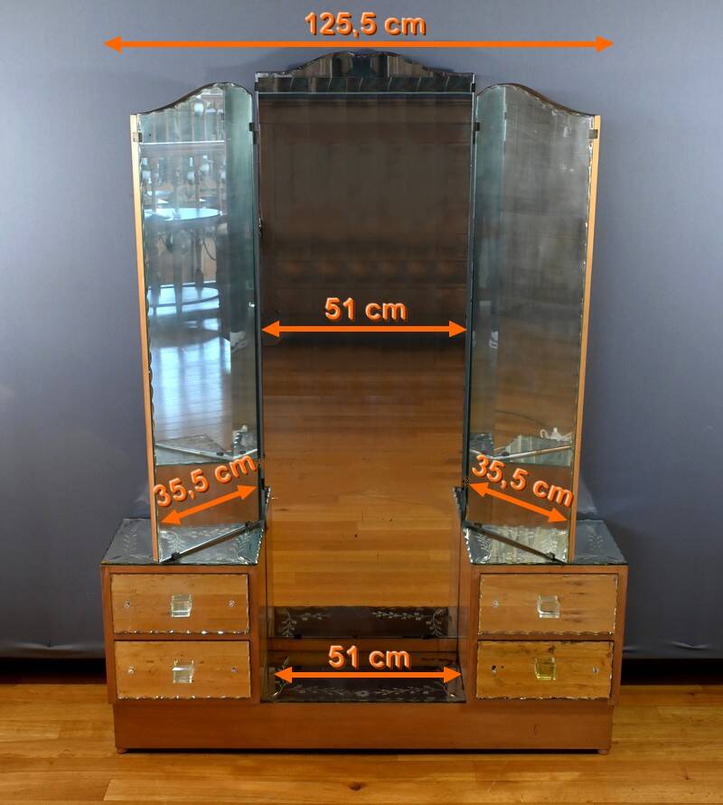 Fruitwood glass dressing table – 1950