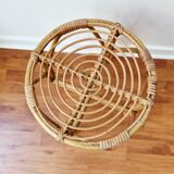 Vintage rattan stool in retro bohemian style - 1950s/1960s -