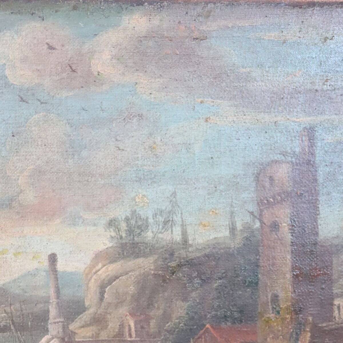 Coastal Landscape, Oil On Canvas, Italy, 18th Century