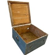 Coffre de voyage industriel vintage en bois vert