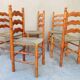Lot de 5 chaises paillées vintage style espagnol