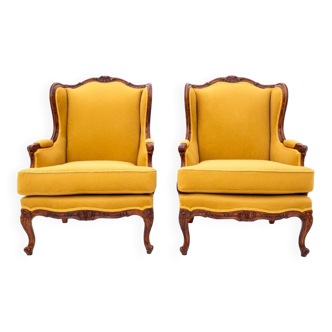A pair of wing chairs, France, circa 1920. After renovation.