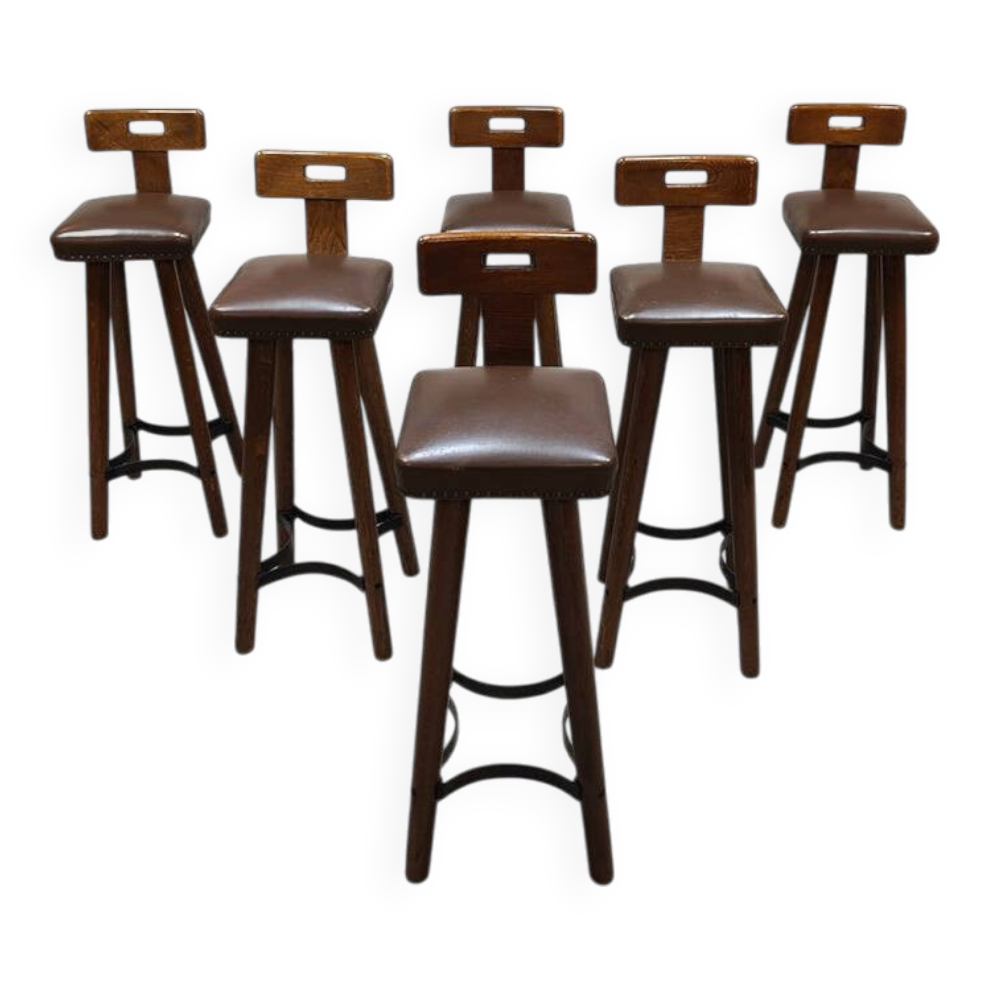 Vintage design 70’s wooden bars tools T-back Brutalist