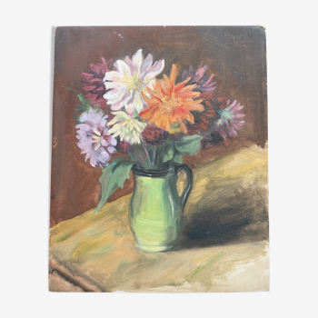 Vintage painting, still life with flowers