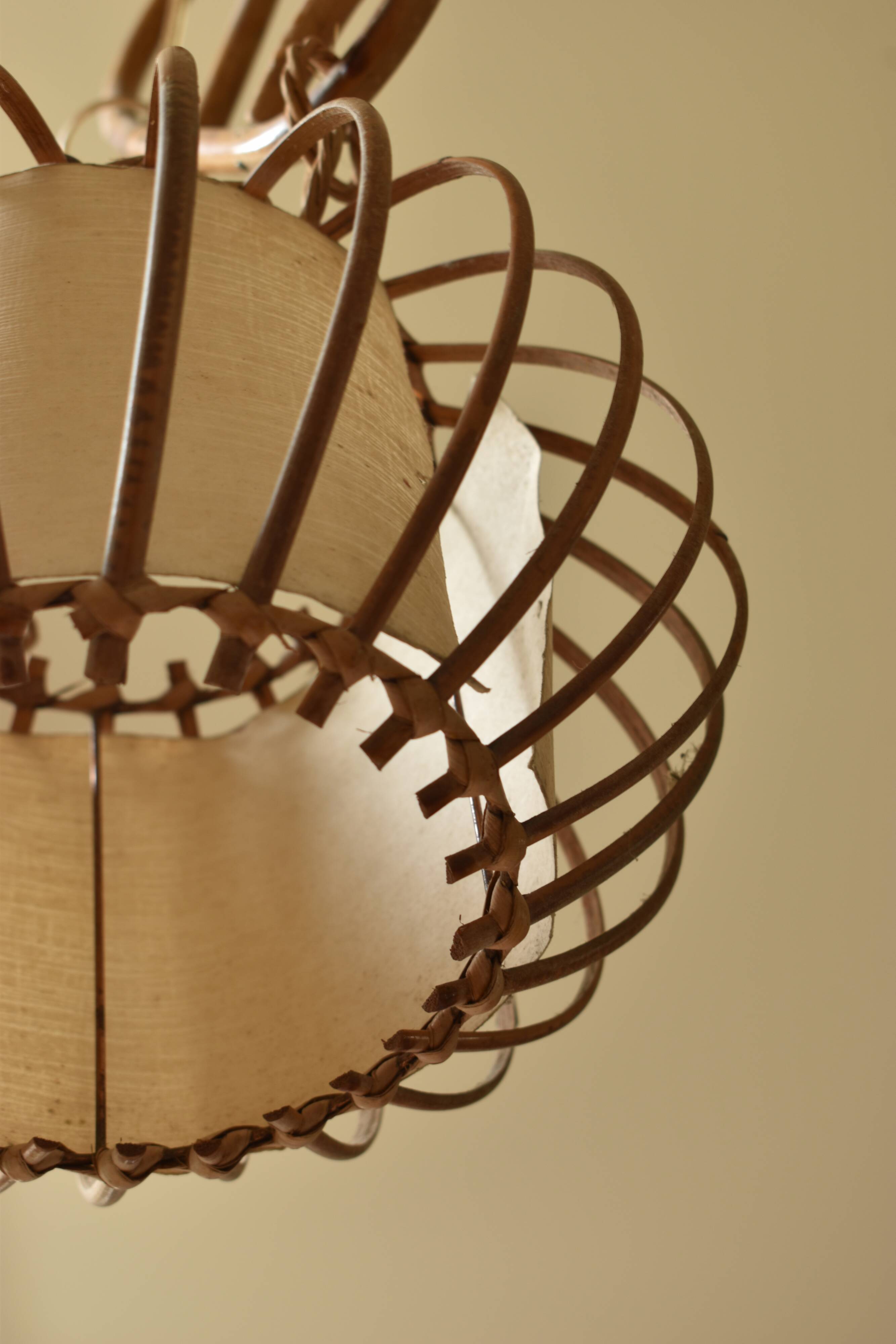 Vintage rattan chandelier 60s