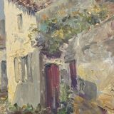 Augizeau Gabriel Large Oil on Canvas Signed Titled Sigournais Vendée