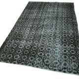 Handwoven overdyed turkish 1970s 138 cm x 233 cm black carpet