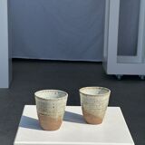 Set of 2 cups in Indonesian ceramic (brown & speckled glazed matte)