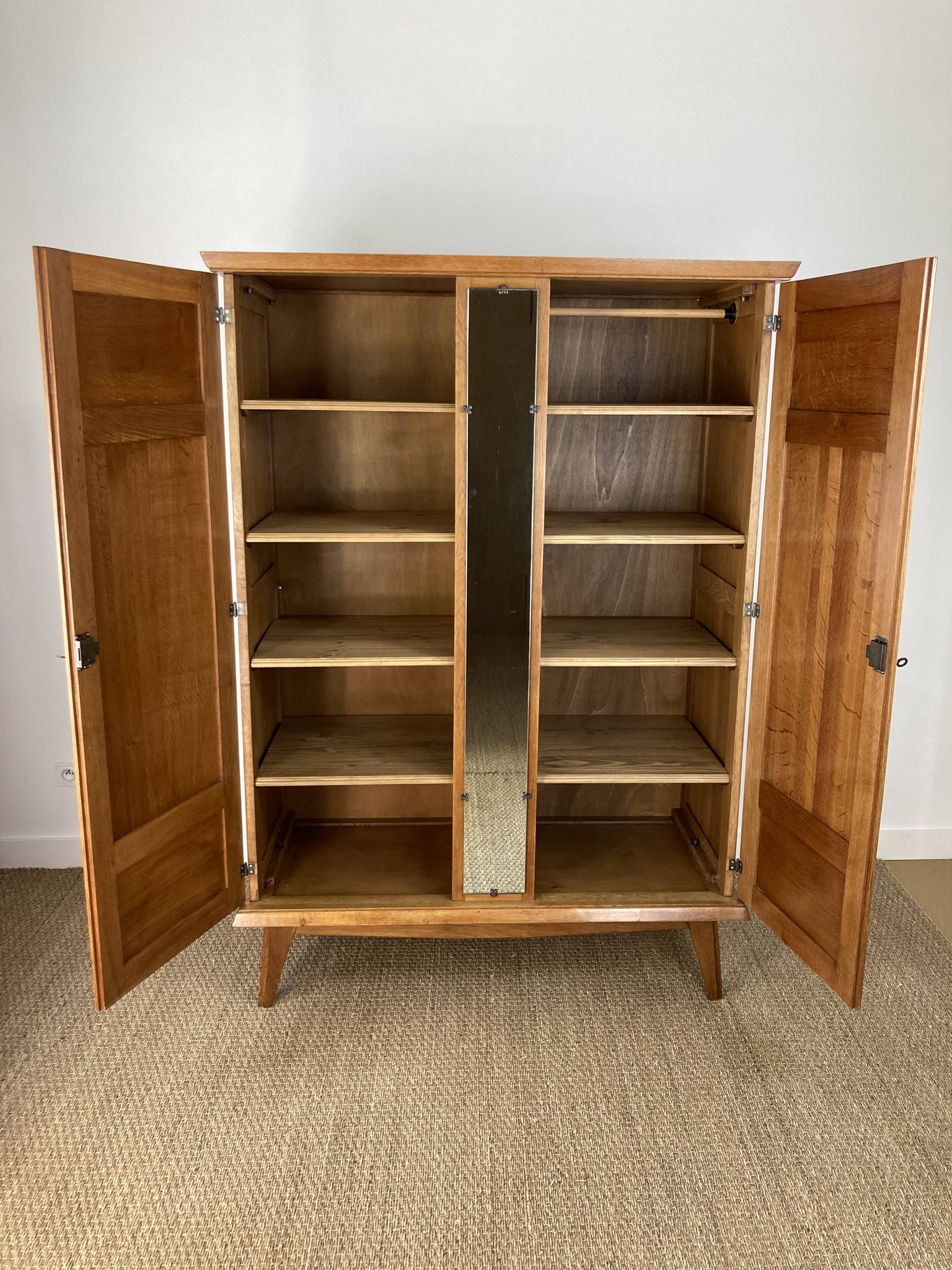 Art Deco wardrobe in solid oak restored – 1930s-1940s