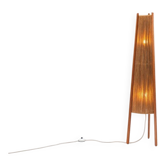 Temde tripod floor lamp in sisal and teak, Switzerland, 1960