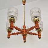 Mid-century Wood Chandelier by Instala Jilove u Decina,1960's