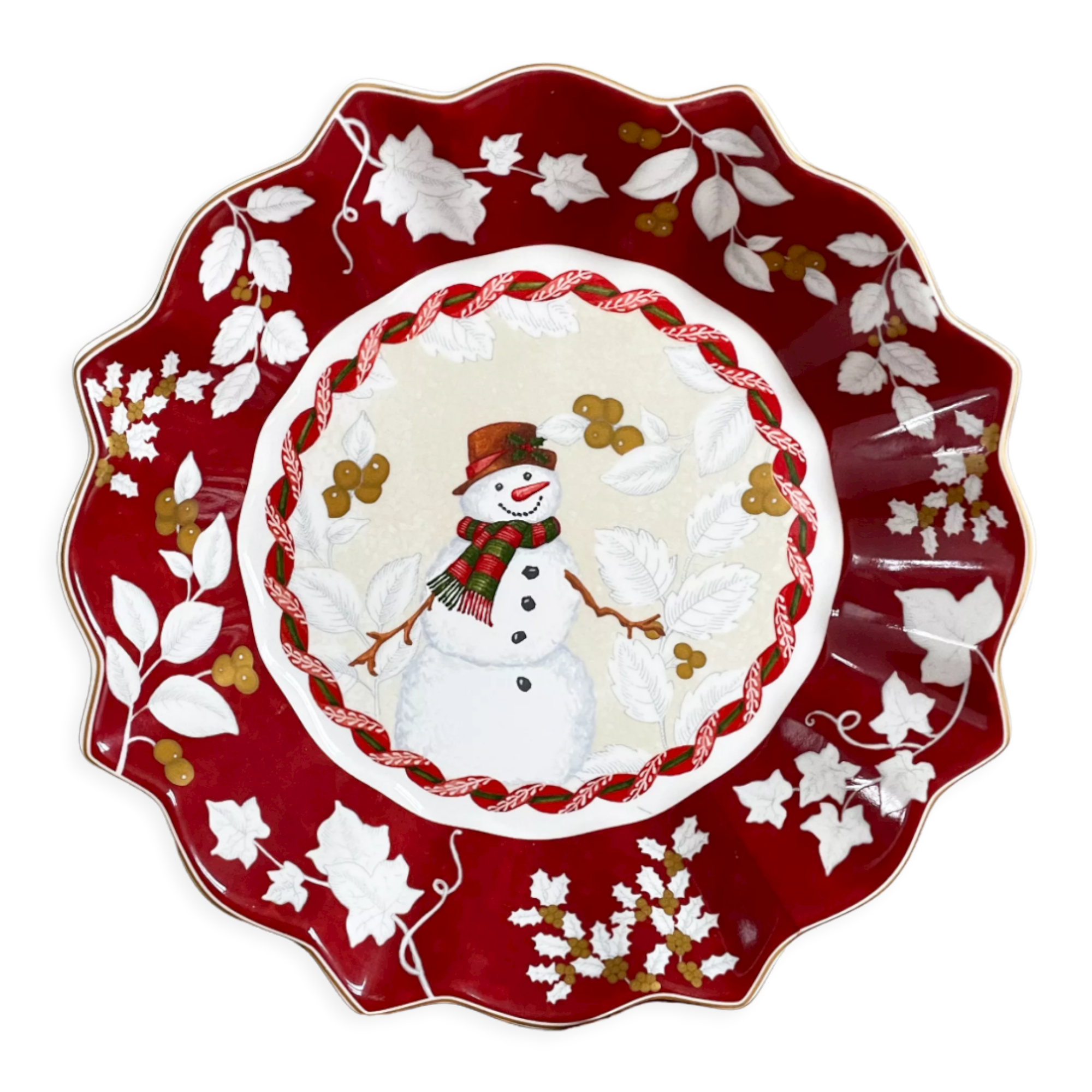Ein Vintage Villeroy & Boch Toy's Fantasy Weihnachtsteller quadratisch 23cm-Weihnachtsmann-Grün