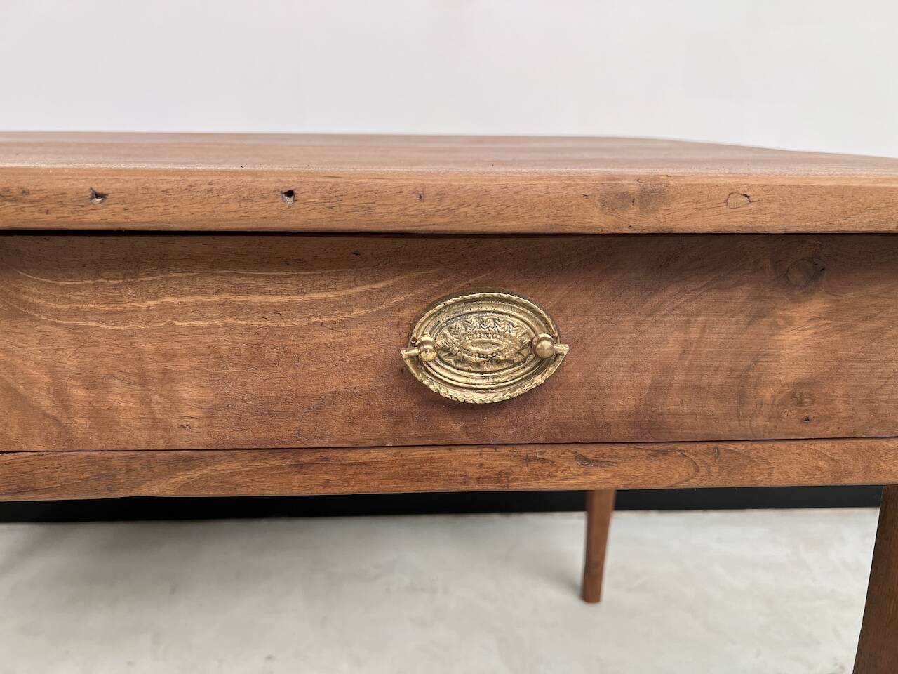 1900 solid walnut desk with two drawers