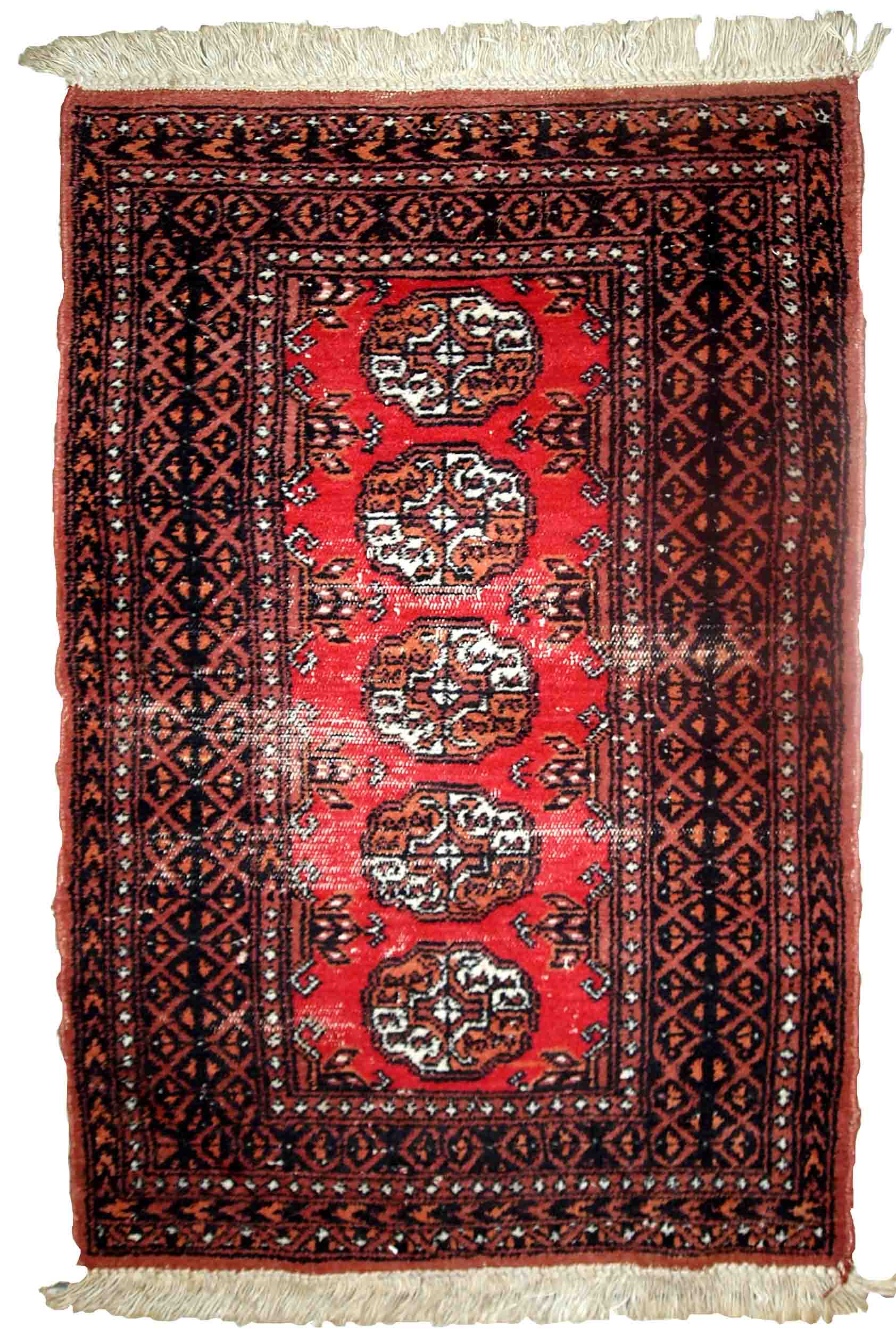 Vintage pakistani carpet lahore handmade 75cm x 119cm 1960s, 1c627