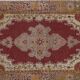 Vintage Red and Pink Turkish Oushak Rug - Kitchen Rug 3'5" X 7'4"
