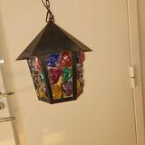 Pendant light, stained glass vestibule lantern