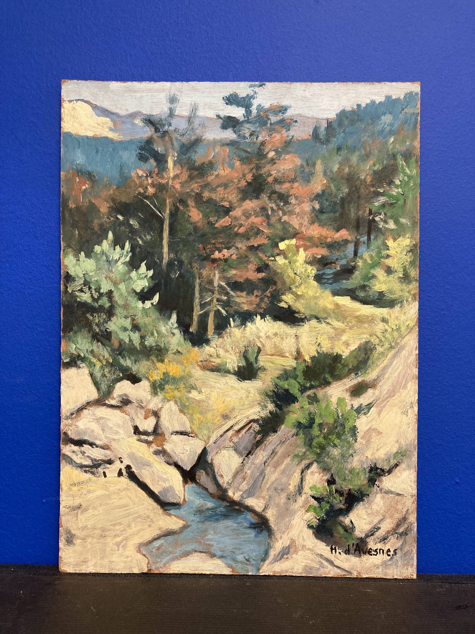 Oil on vintage panel signed