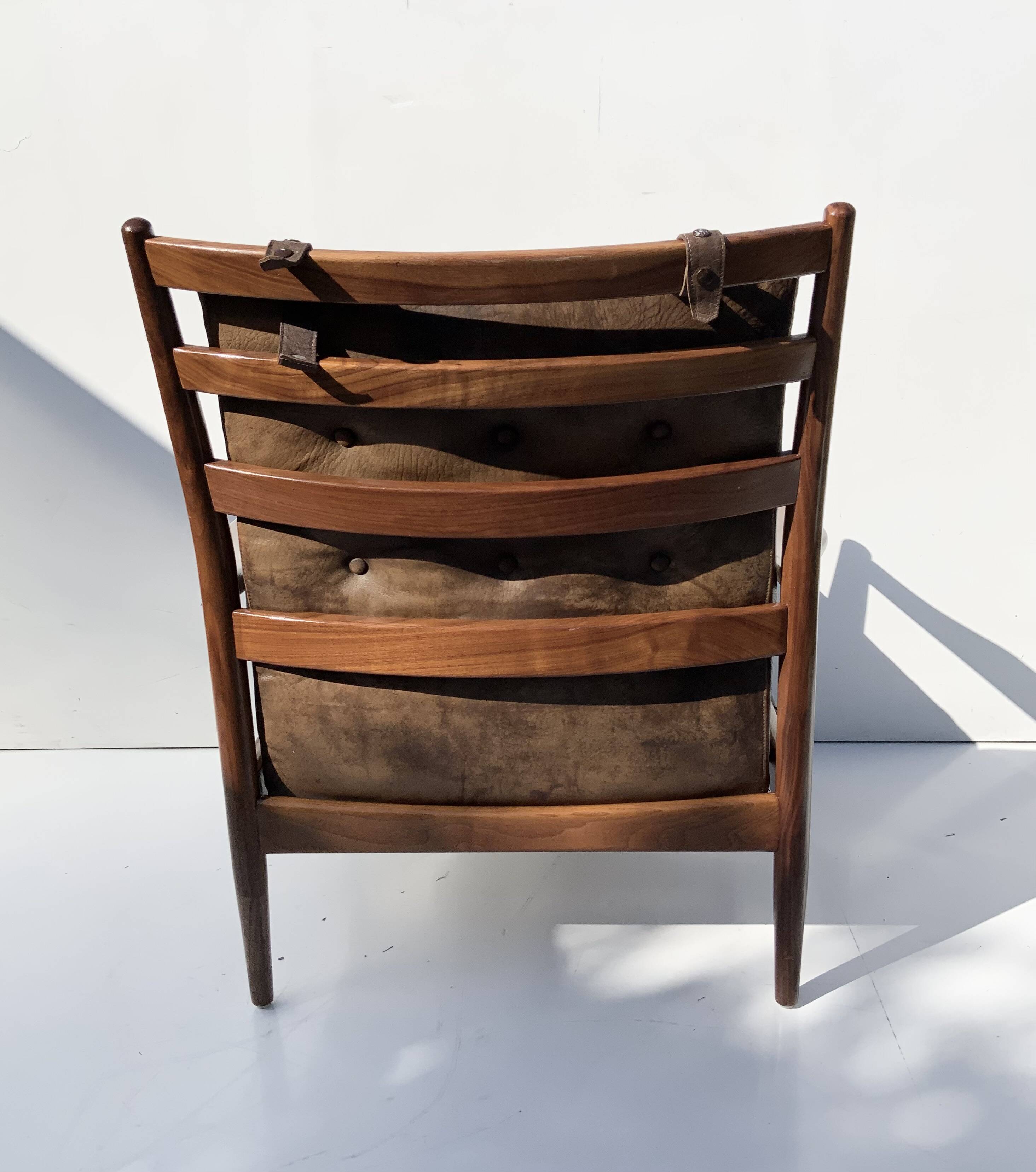 Vintage Leather Armchair “Läckö high” INGEMAR THILLMARK, OPE Möbler, 1965s