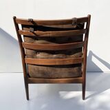 Vintage Leather Armchair “Läckö high” INGEMAR THILLMARK, OPE Möbler, 1965s