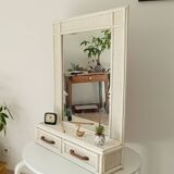 Large vintage rattan and cane mirror from the 70s