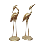 Couple large herons in polished golden brass