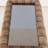 1970s vintage coffee table with velvet frame and glass top