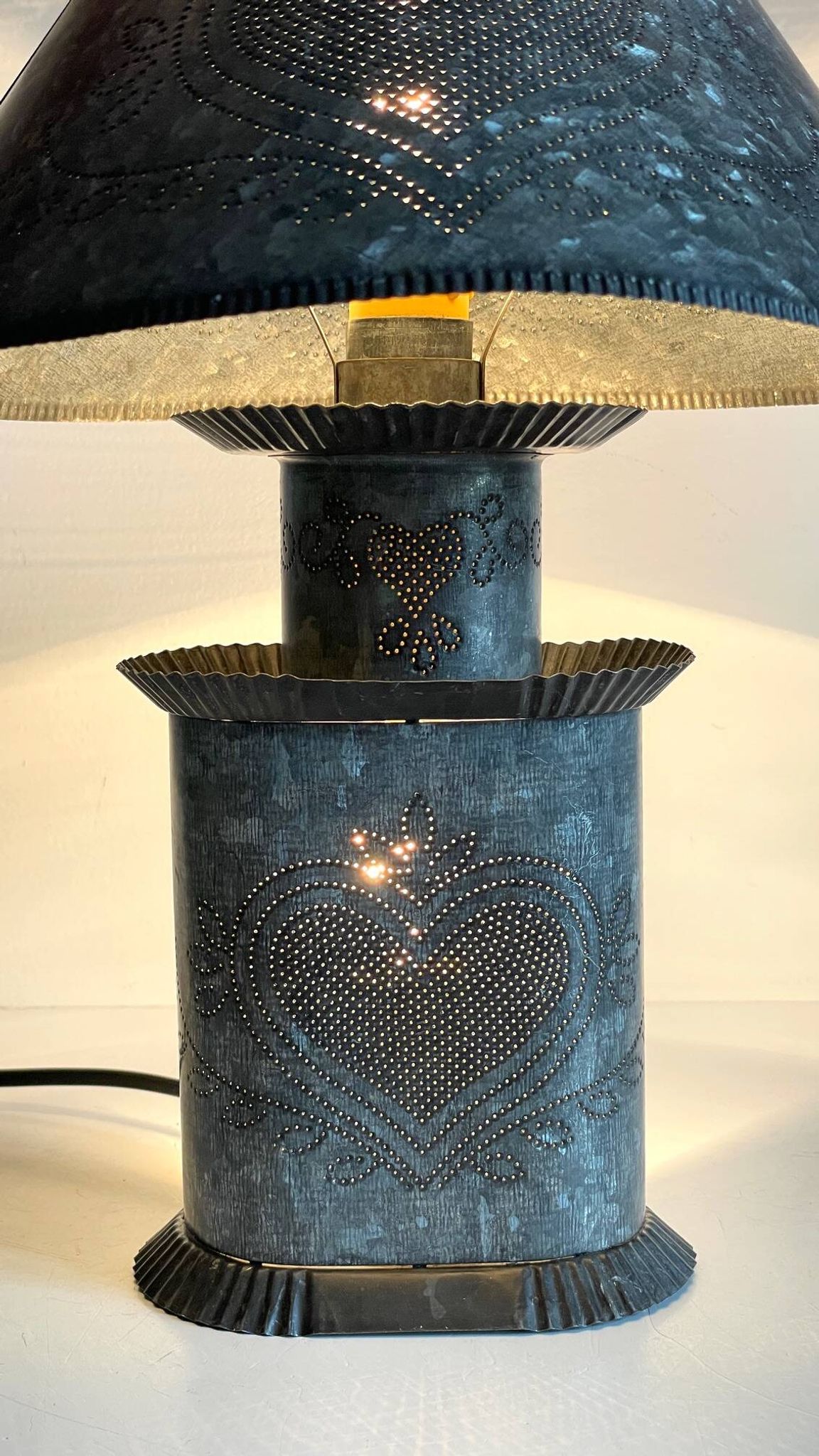 LAMPE Coeur ZINC Vintage