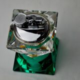 Briquet facetté par Seguso, verre de murano vert et transparent, italie, 1970