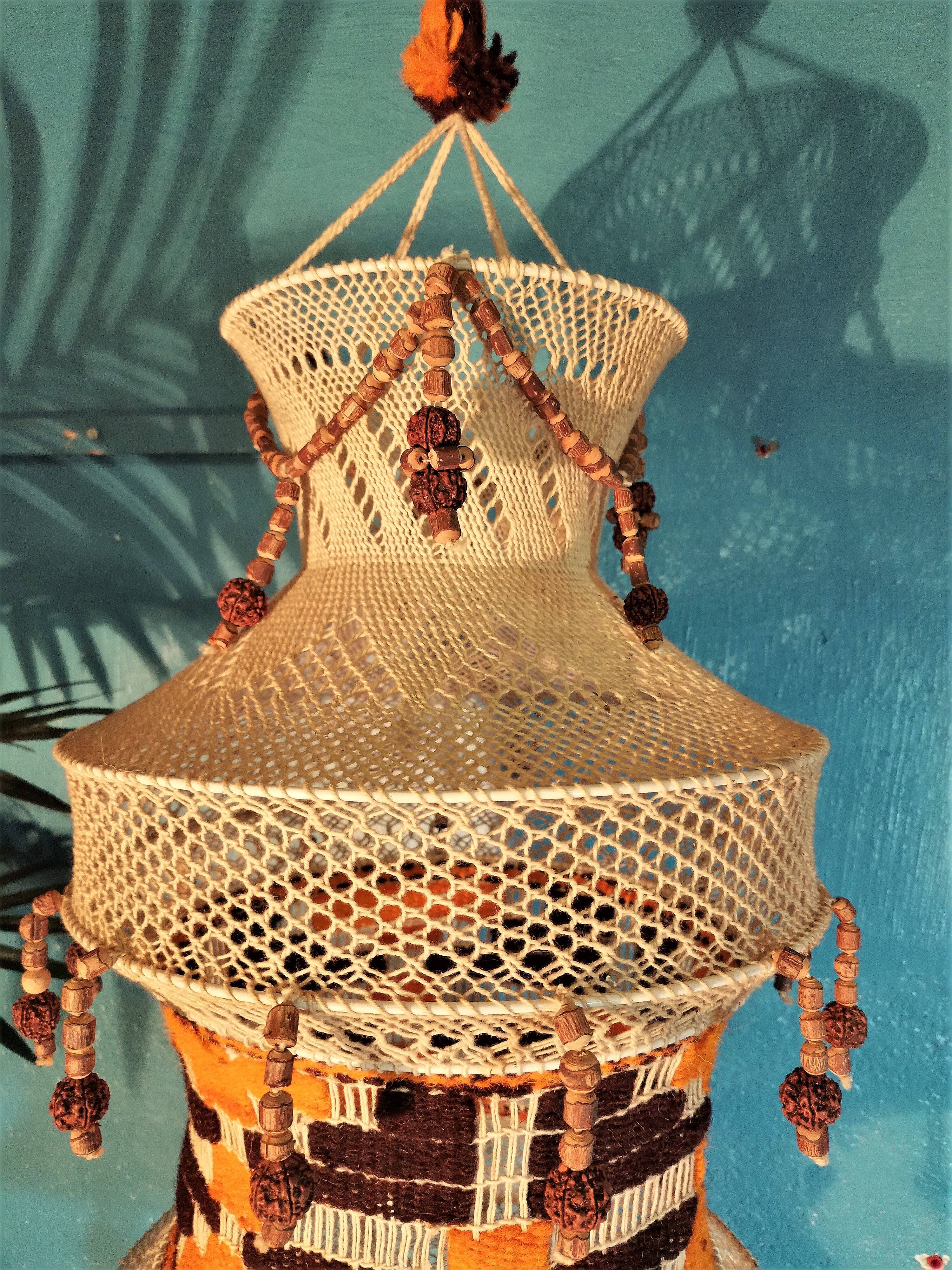 Scandinavian pendant lamp macramé, 1960s