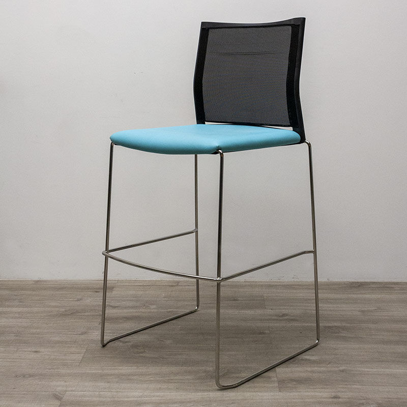 Majencia stool in blue imitation leather