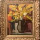 Huile sur carton - Bouquet de fleurs