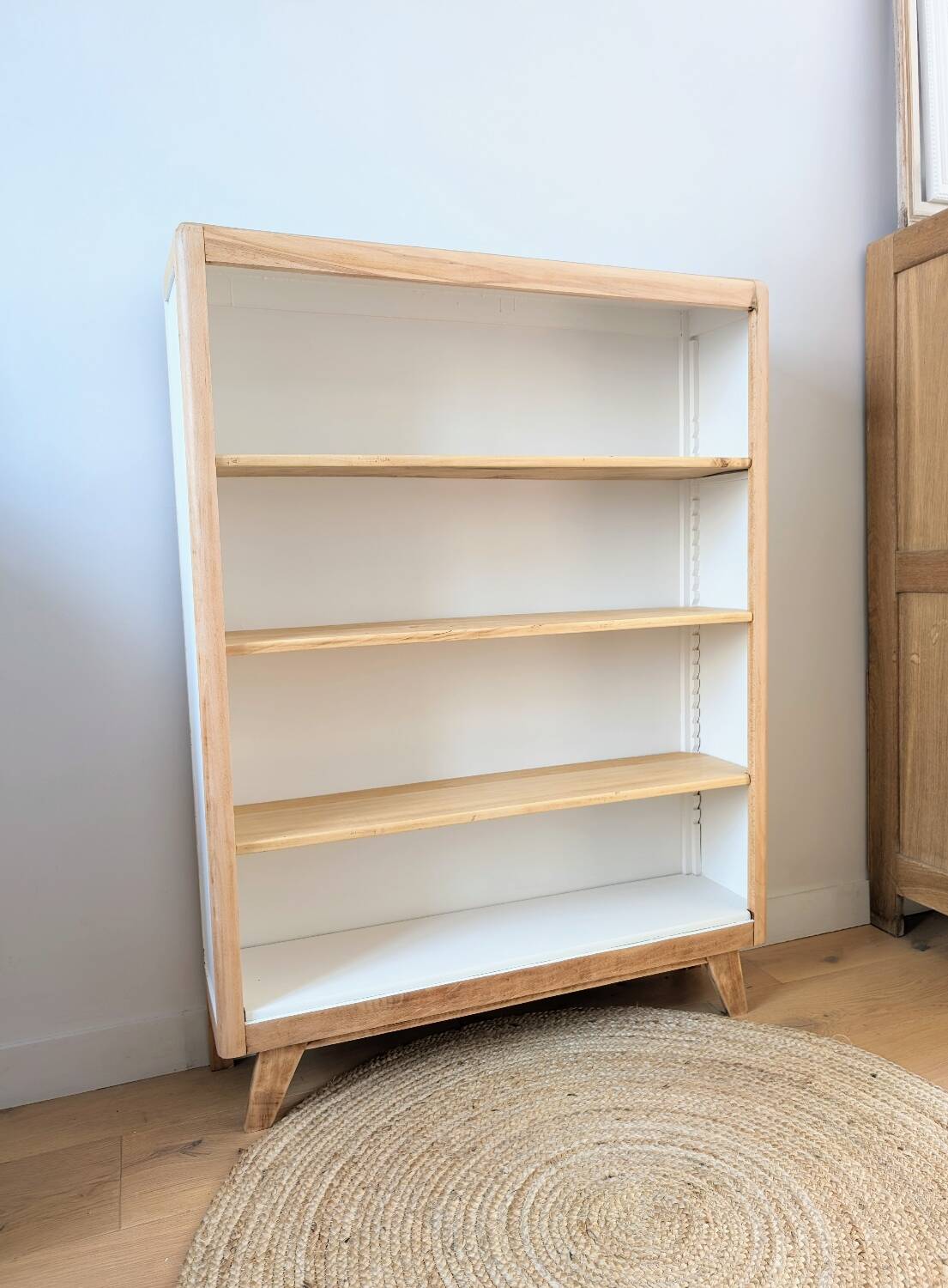 1950s compass foot bookcase shelf