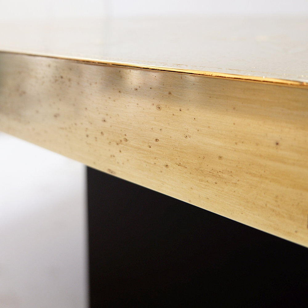 Brass coffee table engraved in the style of Christian Krekels, Belgium 1977.
