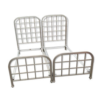 Pair of nickel bronze beds around 1920