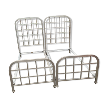 Pair of nickel-plated bronze beds circa 1920