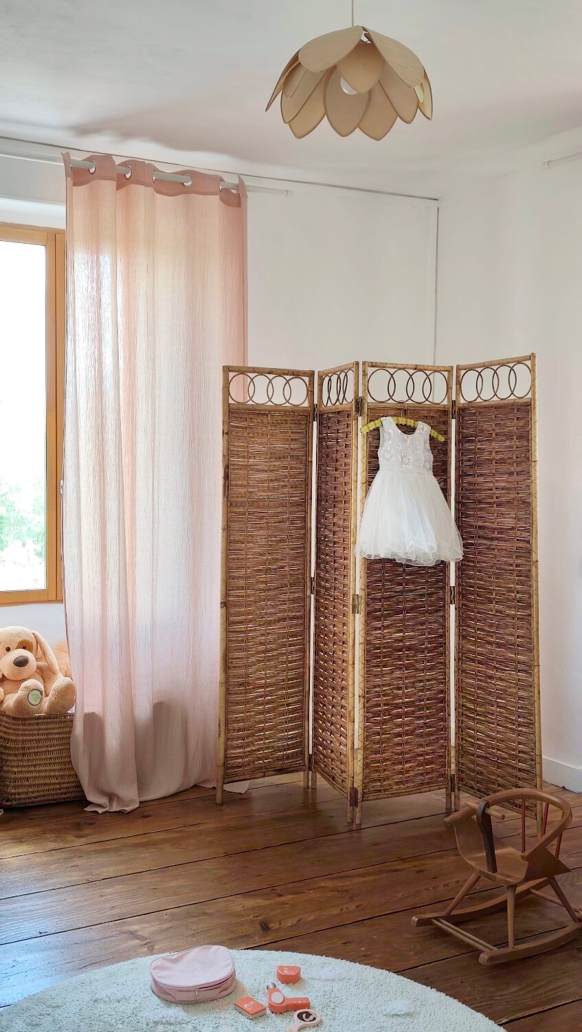 Vintage Italian rattan and bamboo room divider