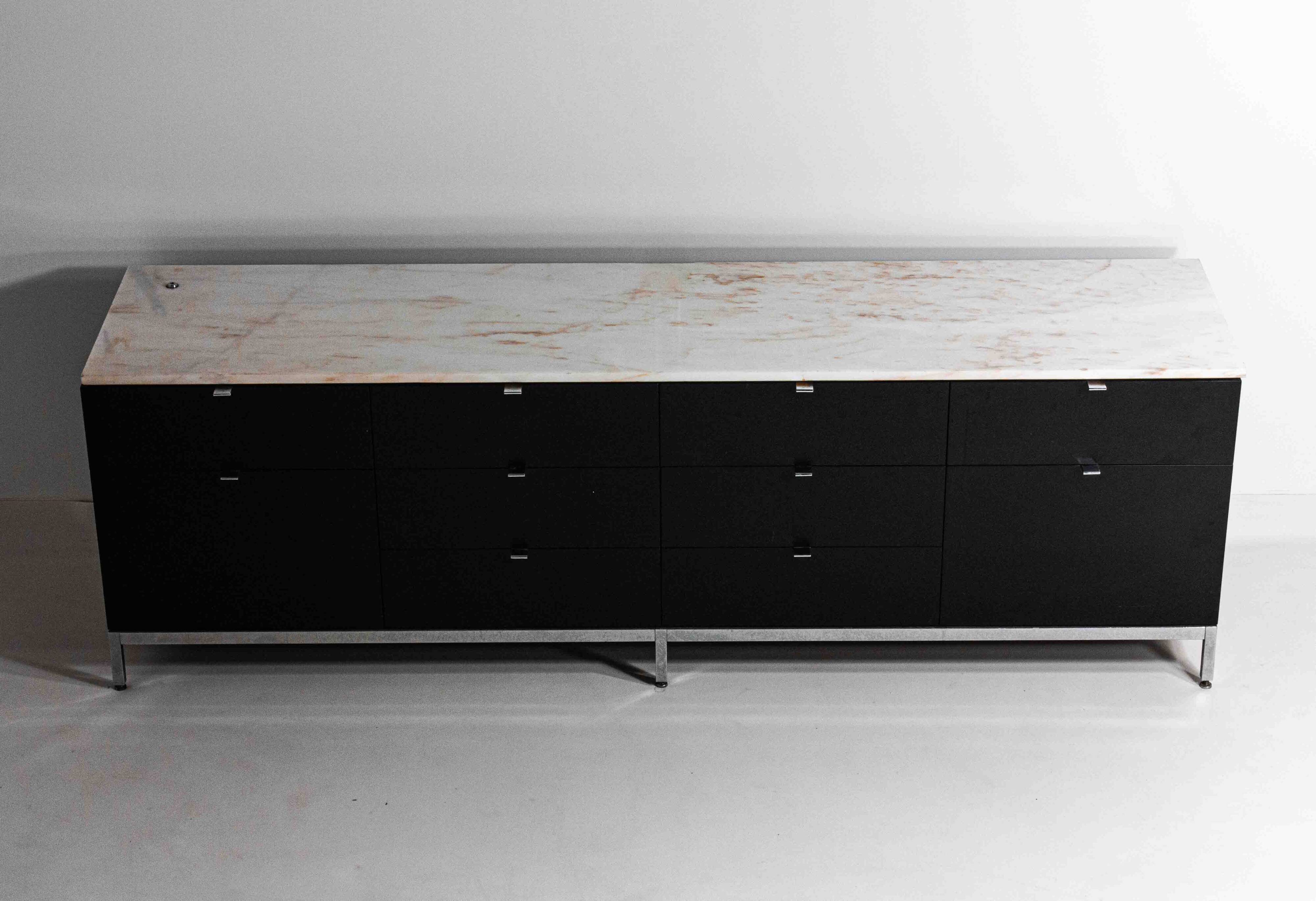 Executive sideboard by Florence Knoll with 'rosé aurore' marble top