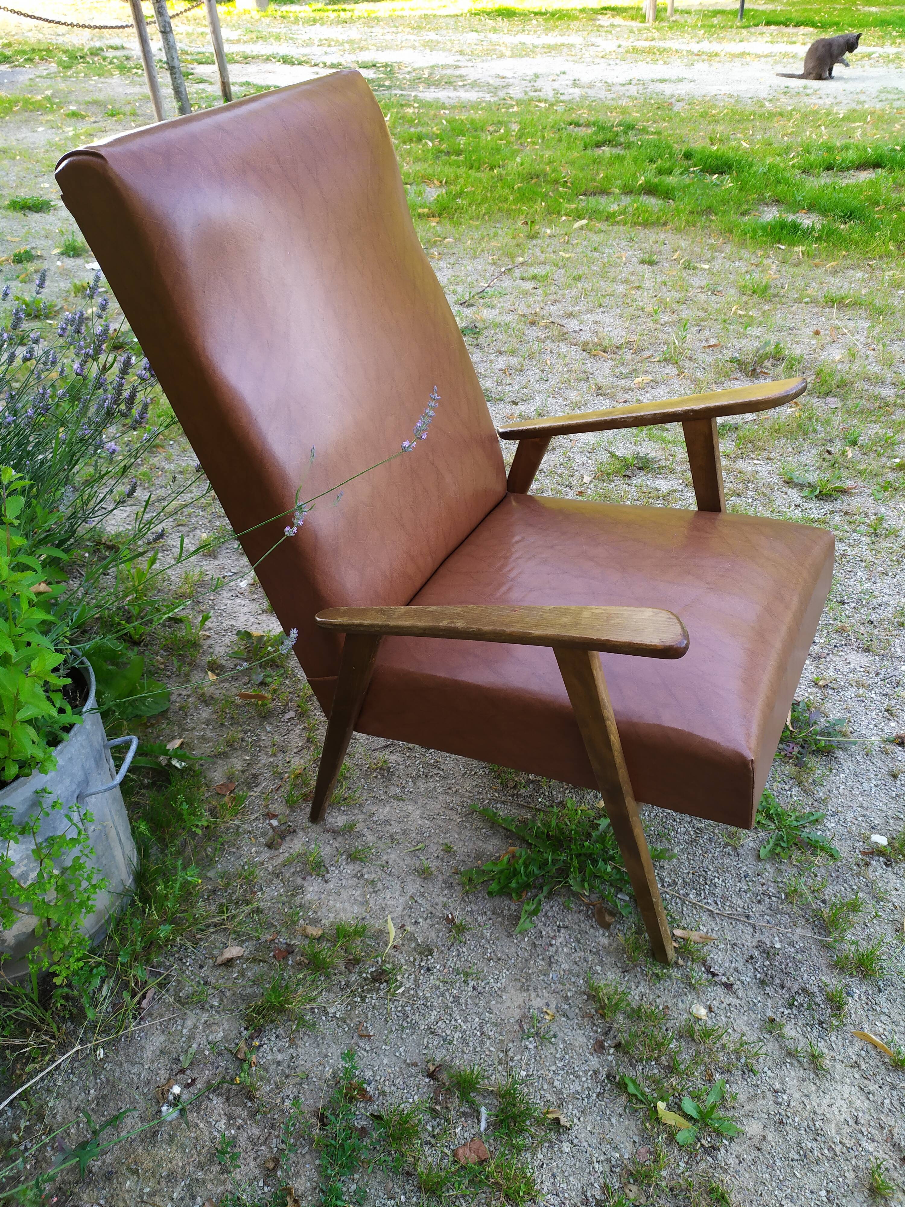 Fauteuil années 50 pieds compas