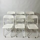 perforated metal folding chairs, vintage design from the 1970s