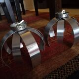 Pair of brushed steel wall lights - attr. to Jocelyne Trocmé - 1970s