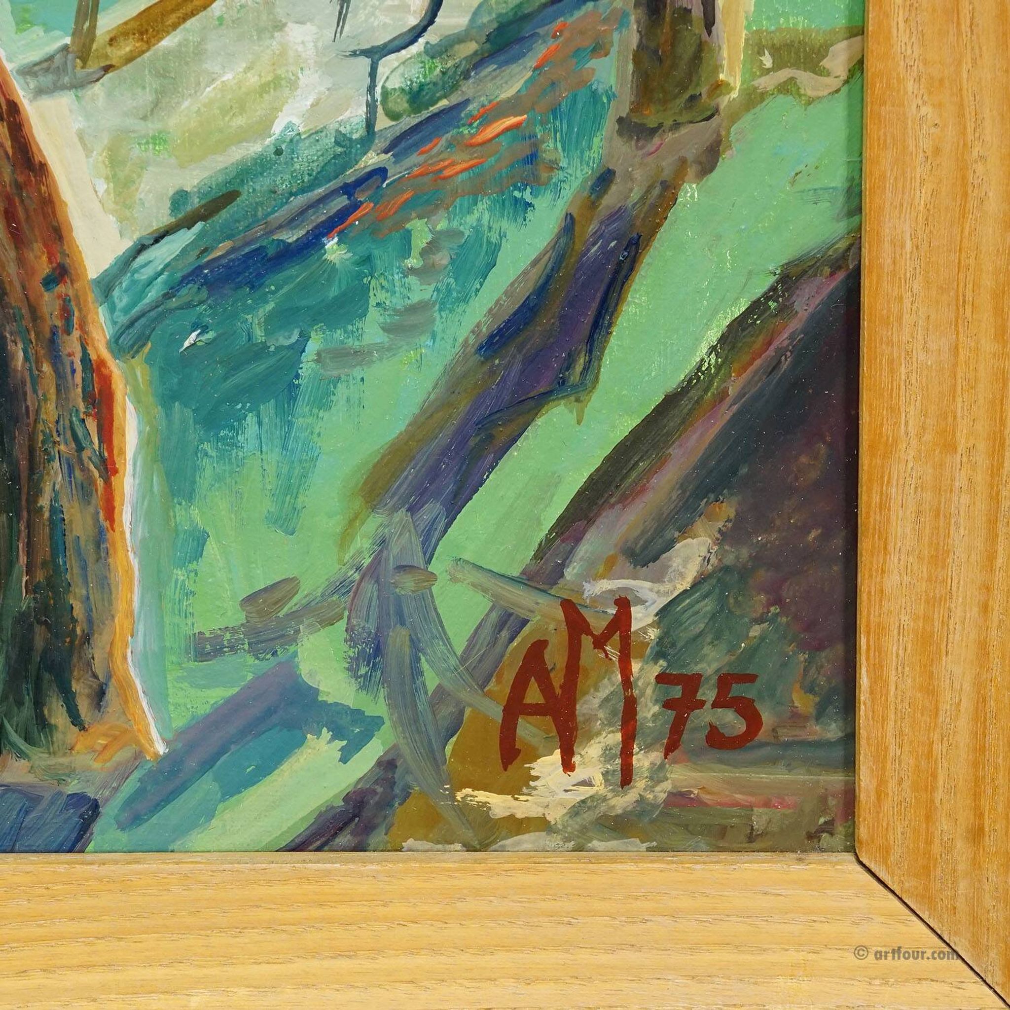 Arbre en fleurs – Peinture originale par Alexander Michael, 1975
