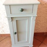 Bedside table in pine, restyled in lime green