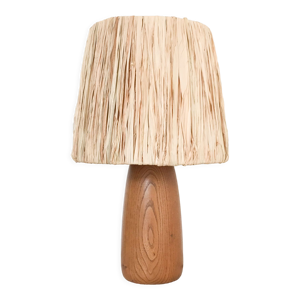Lampe à poser en bois et raphia