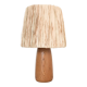 Table lamp in wood and raffia