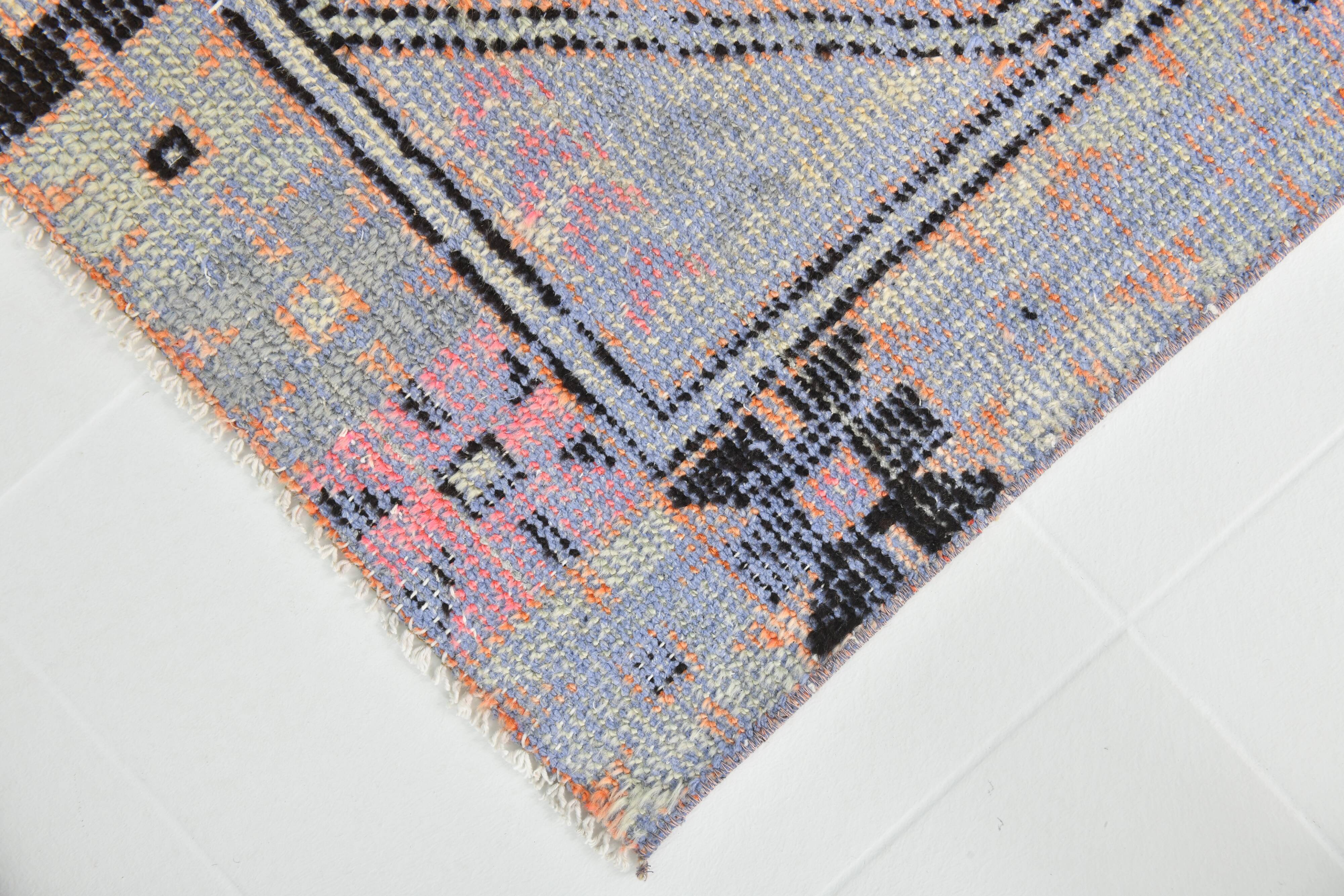 3x8 Ligth Blue Vintage Runner Rug, 77x229Cm