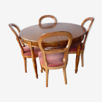 Table et chaises style Louis-Philippe en merisier